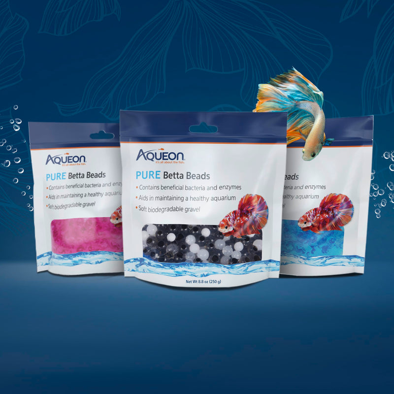 Aqueon Pure Betta Beads, Water Care for Unfiltered Aquariums, Maintains Clear Water and Helps Breakdown Organic Sludge, Pink (Pack of 2) One Pouch (Pack of 2)