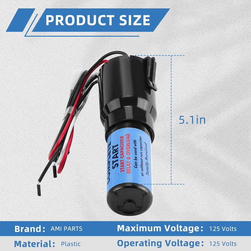 Upgrades URCO410 3 in 1 Hard Start Kit for Refrigerators & Freezers by AMI PARTS -1/4 to 3 in 1 Start Relay - Compressor Hard Start Capacitor 115VAC