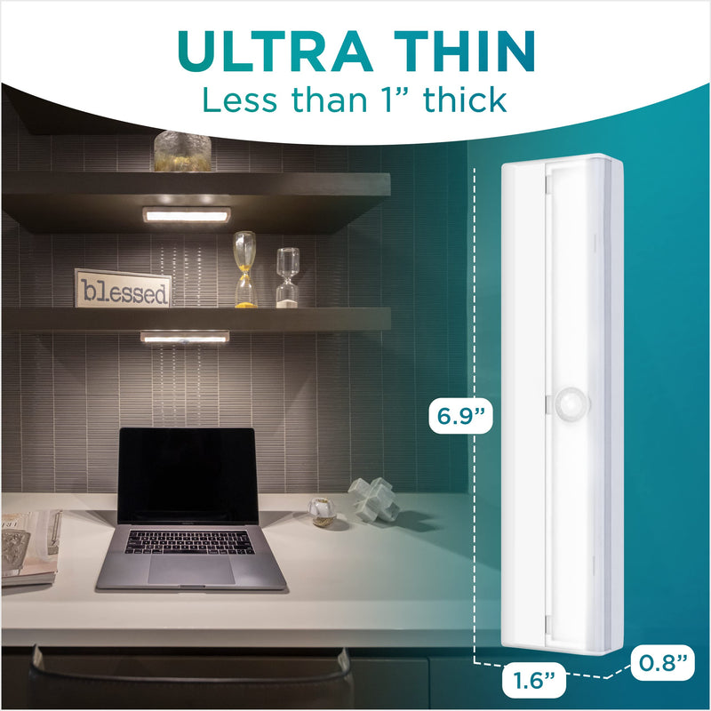 Brilliant Evolution Wireless LED Stair Lights 6 Pack - LED Motion Sensor Light - Closet Light - Battery-Operated Lights - Stick-On Lights - Motion-Activated Indoor Step Light - Motion Night Light