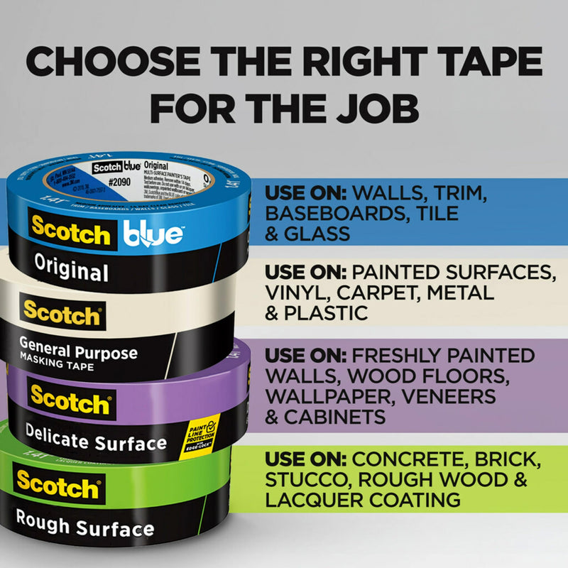 Scotch General Purpose Masking Tape, Tan, Tape for Labeling, Bundling and General Use, Multi-Surface Adhesive Tape, 0.94 Inches x 60 Yards, 1 Roll 0.94 in