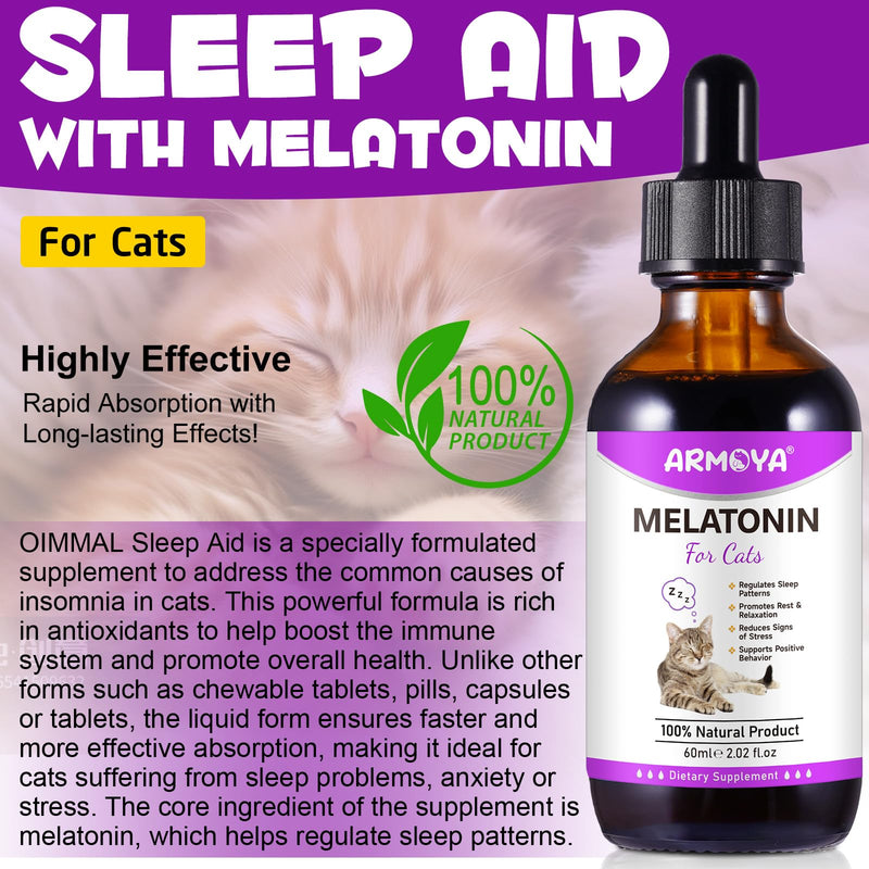 ARMOYA Cat Melatonin - Melatonin for Cats - Cat Calming Treats- Cat Sedative for Grooming - Helps to Support Restful Sleep for Your Cat - Cat Sleep Aid - Anxiety Relief for Cats 1pcs