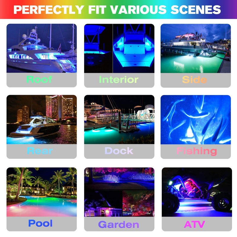 HUSUKU 5.6" Marine Courtesy Indicator Lights, SOOP3 P3-1 51LED 1800LM IP68 Shuttle Type Boat LED Transom Light Surface Mount for Yacht Pontoon Kayak Stern Deck Cabin Fishing (2 x Green lights)