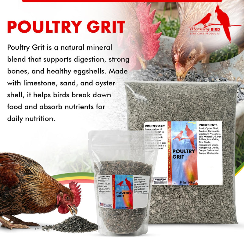 Morning Bird Poultry Grit for Chicken 1.5 lb, Mineral-Rich Chicken Grit Formula for Digestion & Calcium Support 1.5 Pound (Pack of 1)