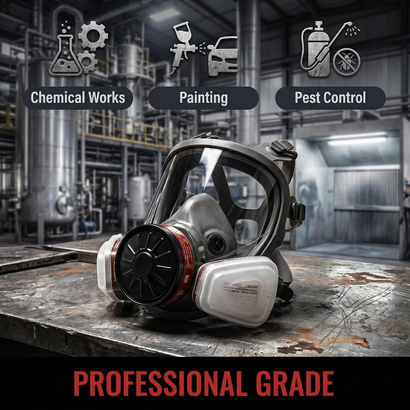 Reusable Full Face Gas mask Set, Full Face Respirator for Painting, Gas, Dust, Welding, Cutting, Spraying, DIY