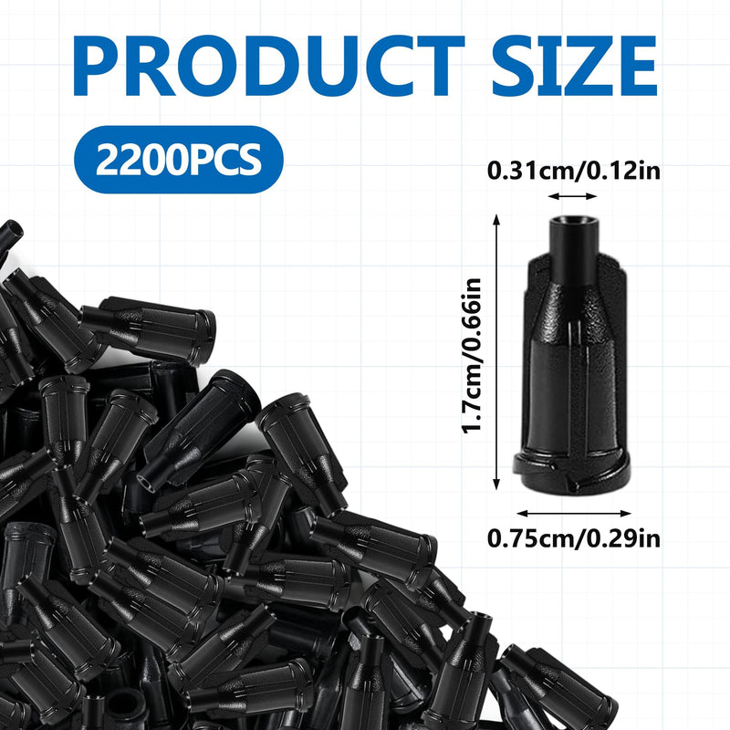 2200 Pcs Syringe Caps Dispensing Needle Black Syringe Tip Caps for Dispensing Needles Accessories Craft Industrial Use, to Close Syringes and Keep Liquid or Glue Not Spilling (Black)