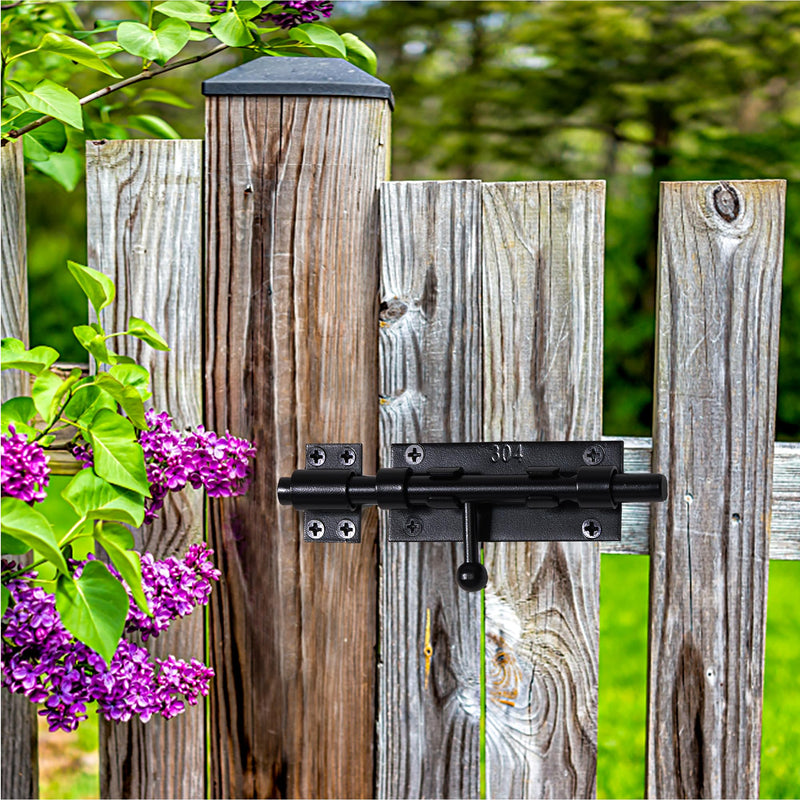 Barrel Bolt Latch Slide Bolt Latch Hardware 6.3 Inch Black Heavy Duty Gate Lock Solid 304 Stainless Steel Slide Lock for Outdoor Fence Wooden Gates Barn Door Cabinet Drawer Window(2 Pack) Black 2 Pack