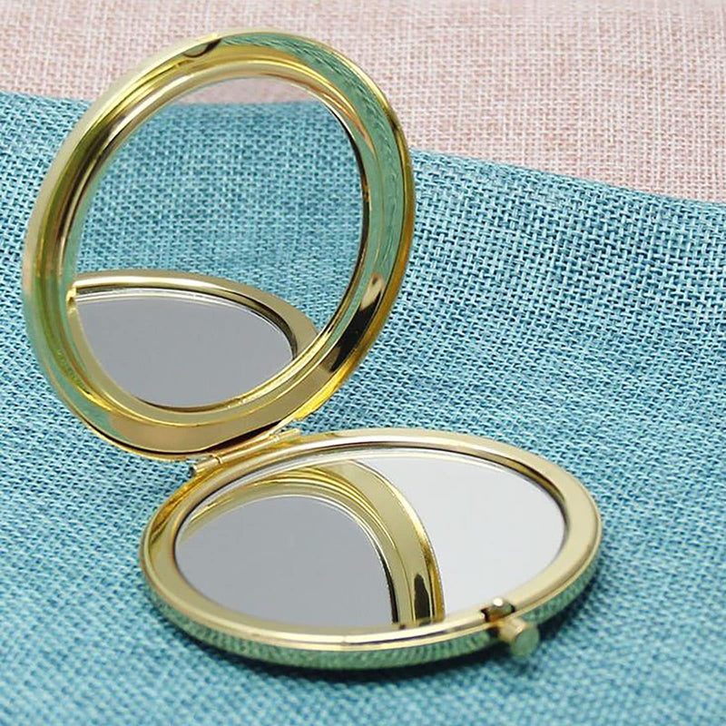 Magnifying Compact Double-Sided 1X/2X Round Pocket Handheld Travel Makeup Portable Pocket Mirror Glod 5PCS Gold 5 Count