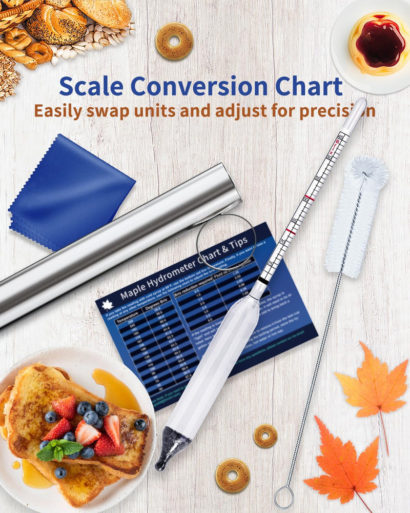 Maple Syrup Hydrometer Test Cup Kit, Hydrometer for Maple Syrup Making, Maple Syrup Hydrometer Kit with Baume and Brix Scale, Maple Syrup Supplies for Measuring Sugar Content in Syrup Sap Transparent Maple Syrup Hydrometer