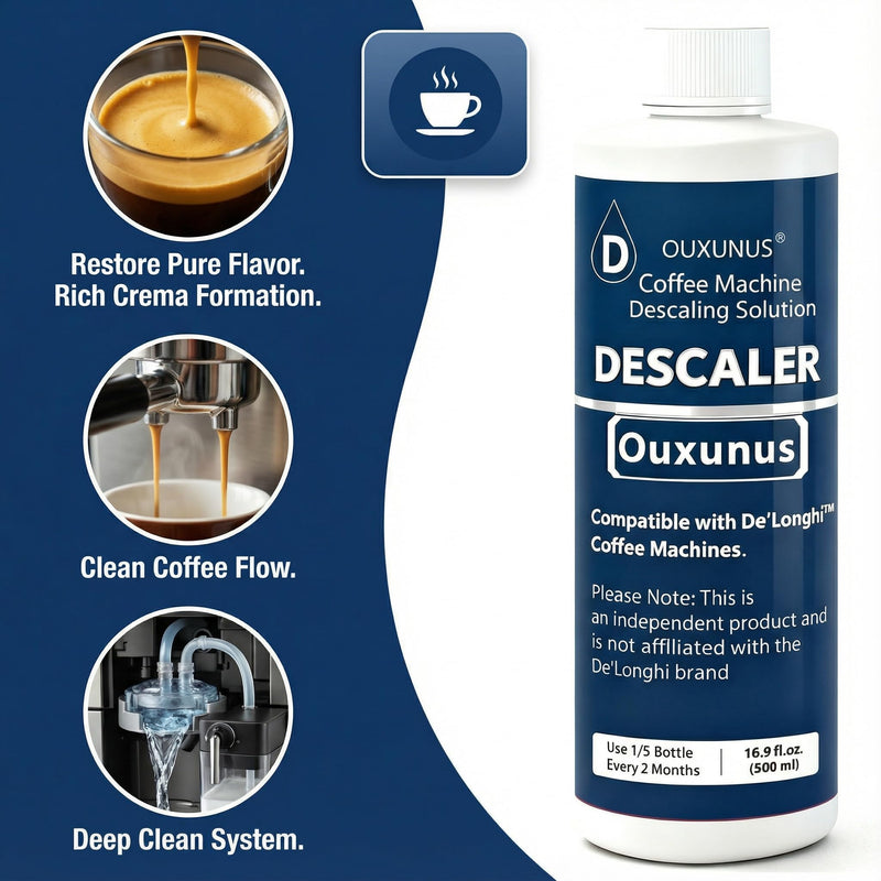 Descaling Solution for Coffee Machines, 500ml, Compatible with DeLonghi Fully Automatic Espresso Machines, Fits ECAM & ESAM Series, Powerful Limescale Remover,(5 Uses) 1