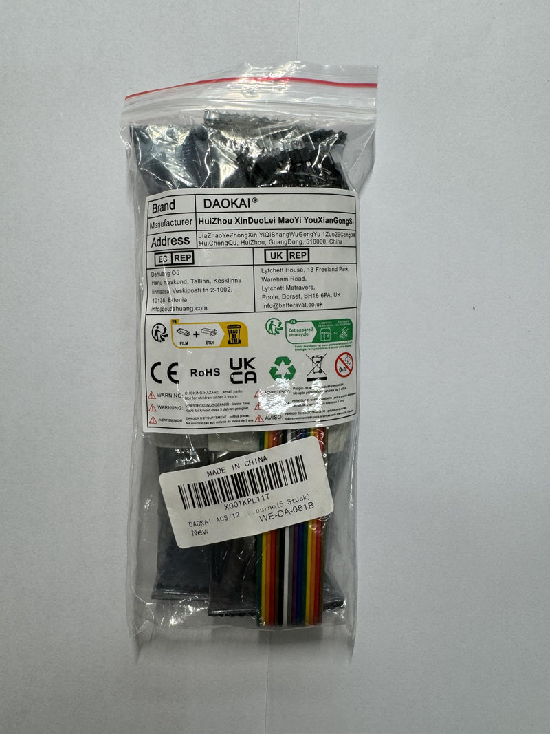 5 Pcs ACS712 30A Range Current Sensor Module Chip ACS712ELC-30A Hall Current Sensor Current Measuring Module with Dupont Cable for Arduino