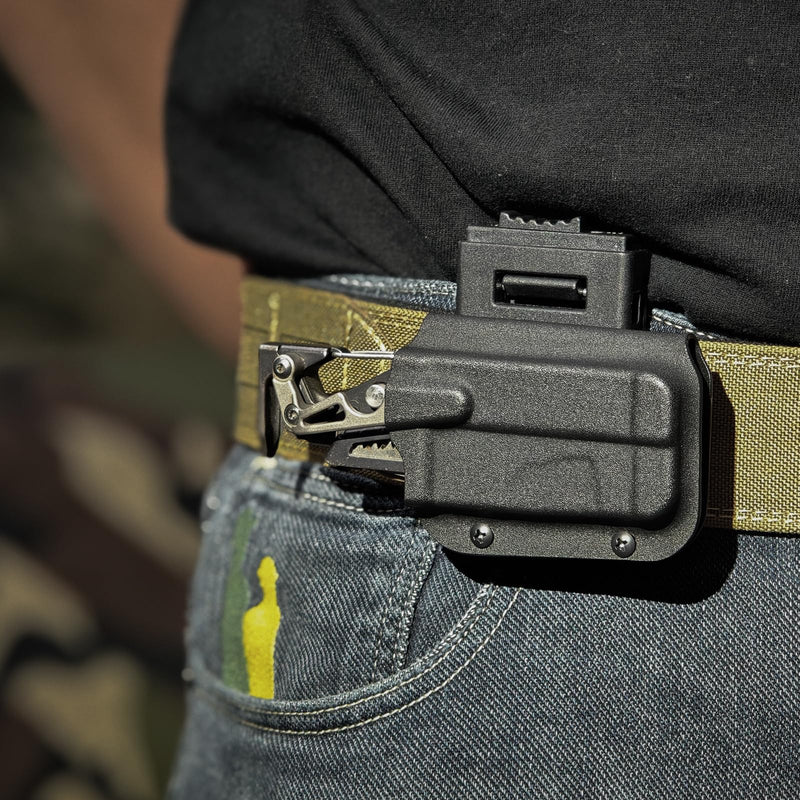 Kydex Multitool Sheath for Leatherman MUT, Dual Clips, Adjustable Retention | 1.5 mm Kydex, one-handed draw, positive click, horizontal or vertical carry, locking clip fits 2.05 in belts