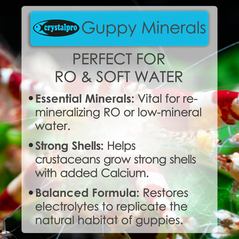 Guppy Minerals 4.22 Oz - Mineral Additive for Guppies - Replenishes Protective Coat and Improves General Health Freshwater Aquarium Salt (125 ml) Treats 660 Gallons
