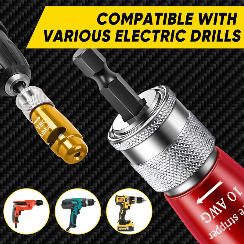 US Regulations Wire Stripping for Drill, Wire Stripping Tool & Wire Twisting Connector Set, Wire Twister Tool for Drill, 8 in 1 Quickly Drill Wire Stripping Professional Electrician Tools Set（8pcs）