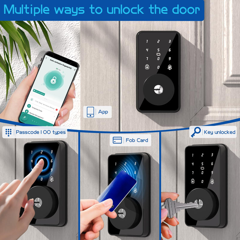 Smart Lock Keyless Entry Door Lock App Control, Touchscreen Keypad, Auto-Lock, IP54 Weatherproof, Easy Installation for Front Door