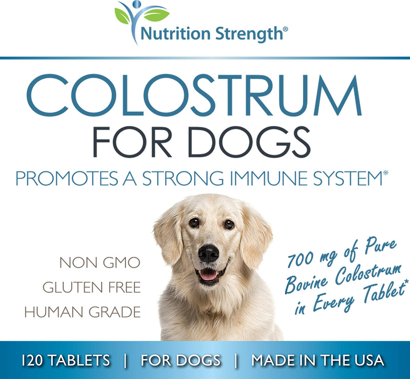 Pure Bovine Colostrum for Dogs Supplement, Rich in Antibodies to Protect Against Disease, Support for Immune Function, Digestive System, 120 Chewable Tablets - PawsPlanet Australia