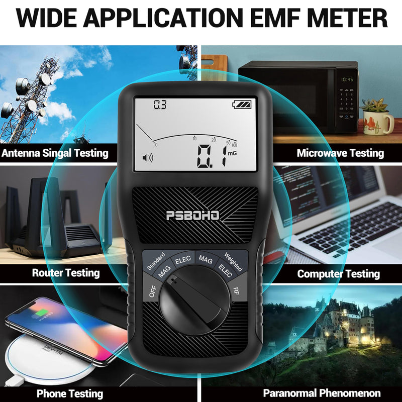 3-in-1 EMF Meter Detects Electric Field (EF), Radio Frequency Field (RF), Magnetic Field (MF) - for Home EMF Detector, Office, Outdoor and Ghost Hunting, Radiation Detector Meters