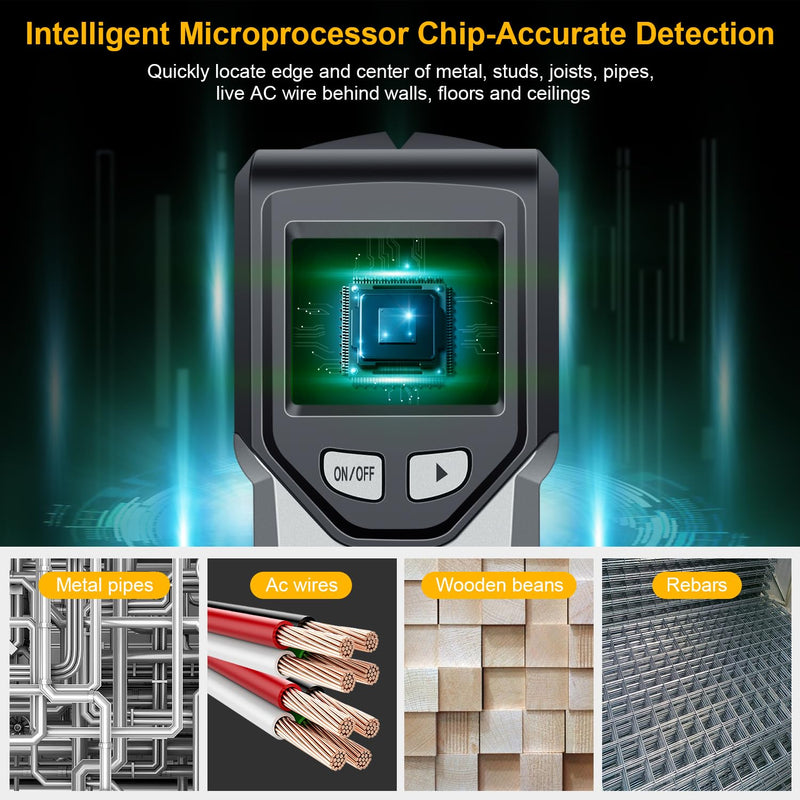 Stud Finder Wall Scanner - 5 in 1 Stud Finder Tool w/Intelligent Microprocessor Chip and HD LCD Display, Stud Detector Beam Finders for the Center and Edge of Wood AC Wire Metal Studs Joist Pipe ‎soft Gray
