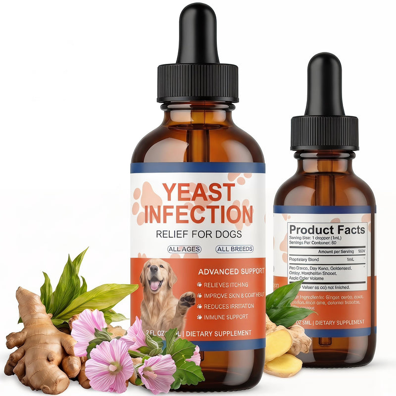 Natural Yeast Infection Treatment for Dogs, Support Healthy Itch Relief, Ear Paw Discomfort Care, Itch Relief for Dog, Inflammation Relief for Dogs, 60ml