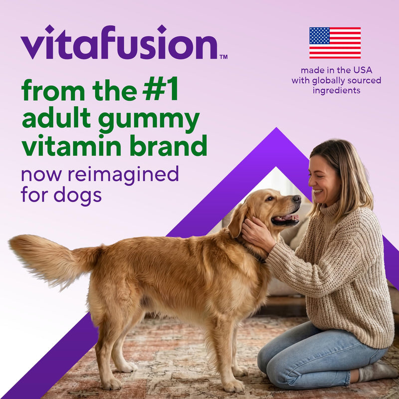 VitaFusion for Dogs Superfood Multivitamin – Daily Immune, Skin & Bone Support with Vitamins A, D & E + Antioxidant Superfoods – Vet Formulated Wellness for Puppies to Senior Dogs, 120 Chews.