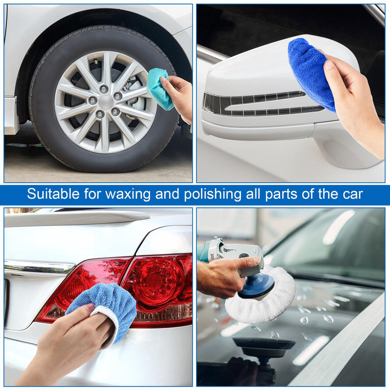 Tallew 60 Pieces Car Buffing Pads Microfiber Car Orbital Buffer Polish Pads 5 to 6 Inches Wax Bonnet Cover Including 30 Microfiber 15 Plush 15 Non Woven for Vehicle Waxing and Cleaning