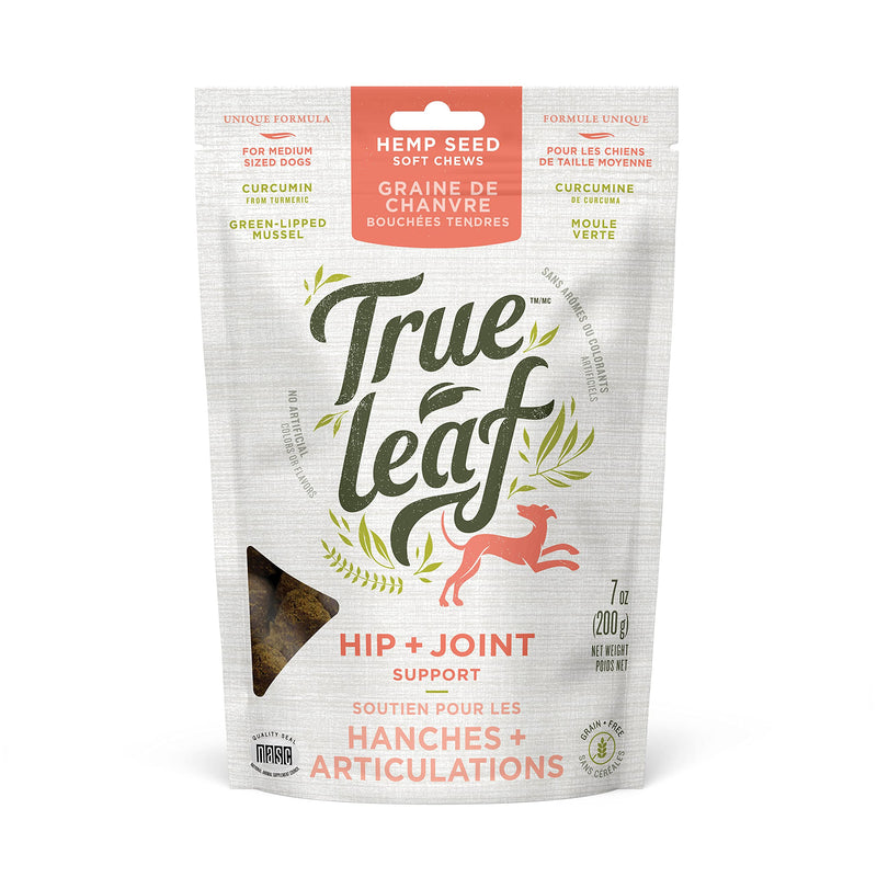 True Leaf Pet Hemp Hip + Joint Chews 200 g - Support Mobility with Natural Ingredients - Green Lipped Mussel, Turmeric Extract