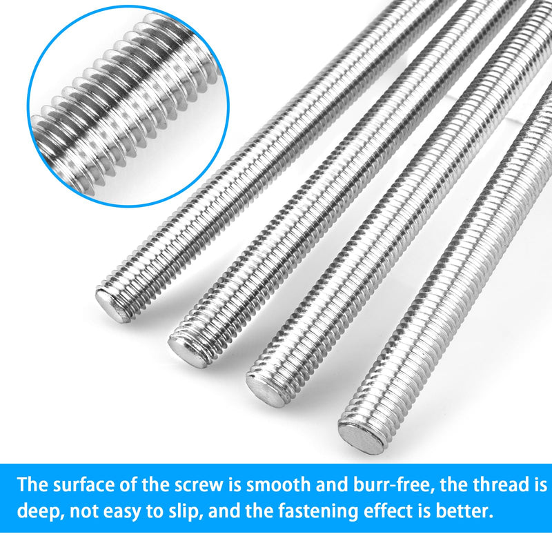 4pcs M4 x 250mm Fully Threaded Rod, M4-0.7mm Thread Pitch,304 Stainless Steel Long Threaded Screw, Right Hand Threads (M4 x 250mm)