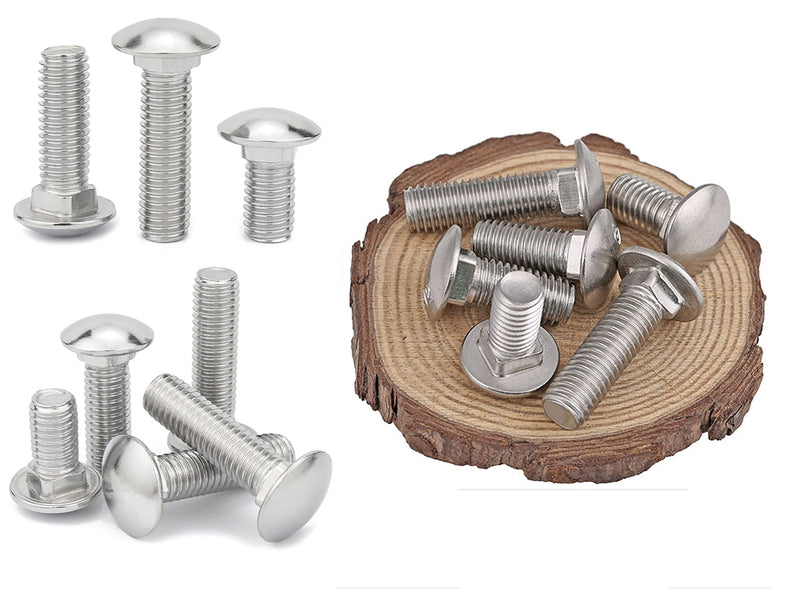 LBY 10 Sets 5/16-18 x 2" Carriage Bolts Screws Round Head Square Neck and Hex Nuts & Flat Washers, Carbon Steel (Zinc Plated), Silvery 5/16-18 x 2"