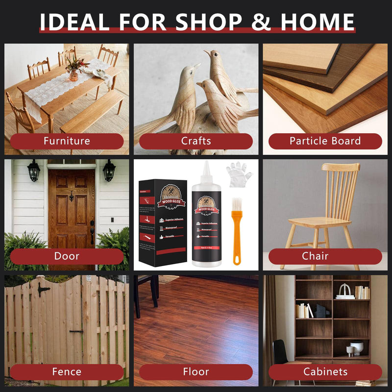 Wood Glue, Strongest Glue for Woodworking, Waterproof Clear Wood Glue for Furniture Heavy Duty, Interior & Exterior Furniture Glue for Crafts, Furniture, Baseboard, cabinets, Door (150g) 150g
