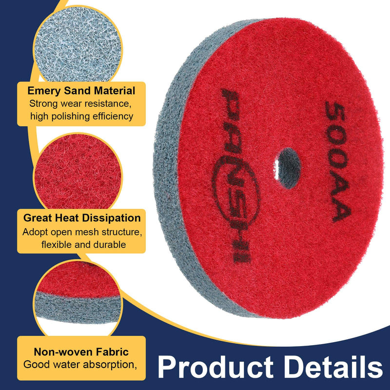 HARFINGTON Diamond Sponge Polishing Pads Set 4" Dia Emery Sand Fiber Polishing Pad Wet Use Buffing Pad for Stone Concrete Marble Grinder Polisher Buffing Wheel, Multicolor
