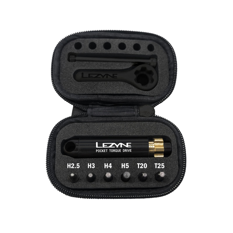 LEZYNE Pocket Torque Drive Bicycle Multi-tool, Pre-Calibrated Torsion Ratchet Torque Wrench, Includes Six Hardened Steel bits, EVA Case, Portable, Easy-to-use Bike Torque Wrench | bike-hand-tools