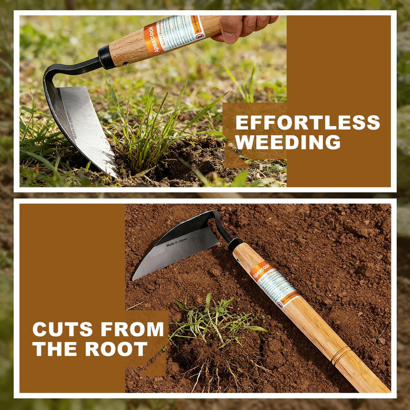 Garden Weeding Hoe, Professional Handheld Weeding Tool with Solid Wood Handle, Sharp Blade Manual Weeder for Garden, Yard, Farm, Vegetable Field and Courtyard Weed Removal