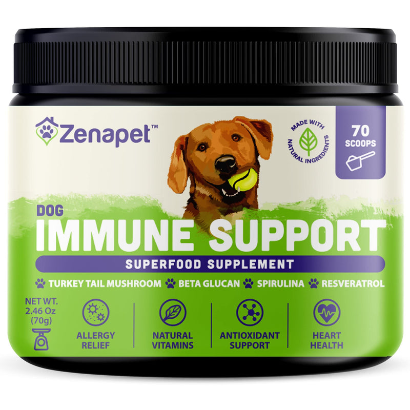 Dog Immune Support Premium Powder Topper, Turkey Tail, Spirulina & Beta-Glucan, Supports a Healthy Immune System & Digestion, Human-Grade, Made in USA 2.46 1 Pack
