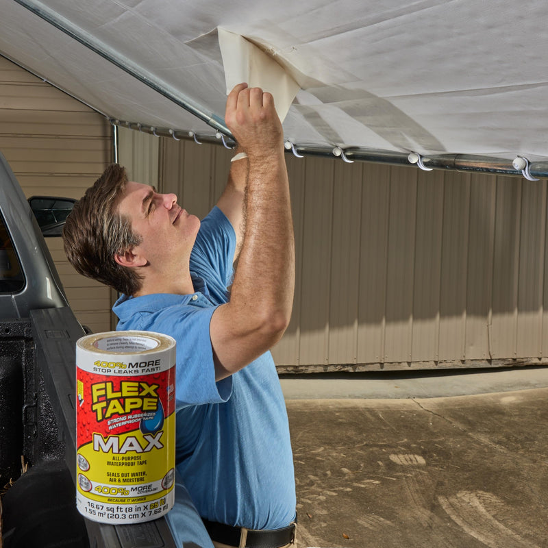 Flex Tape, Original Thick Flexible Rubberized Waterproof Tape - Seal and Patch Leaks, Works Underwater, Indoor Outdoor - Home RV Roof Plumbing and Pool Repairs, White, 4 in x 5 ft, Pack of 2