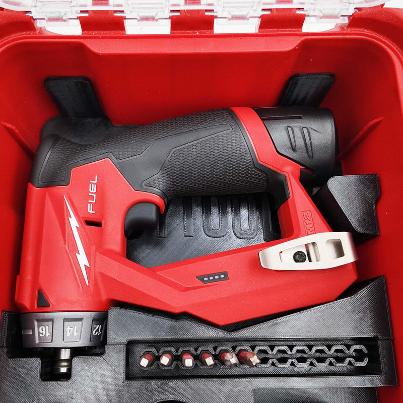 Tidy Tool Insert for Milwaukee M12 Installation Drill 2505-20 – Fits Packout Compact Organizer 48-22-8435 – All 4 Attachments & Battery Storage Liner Only