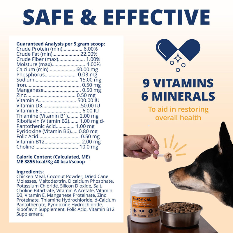 Under the Weather Ready Cal Powder for Dogs, High-Calorie Weight Gainer & Appetite Stimulant, Dog Energy Booster Veterinarian-Approved Pet Supplement with Vitamins & Minerals, Chicken Flavor |10.58 oz For Dogs - Ready Cal Powder