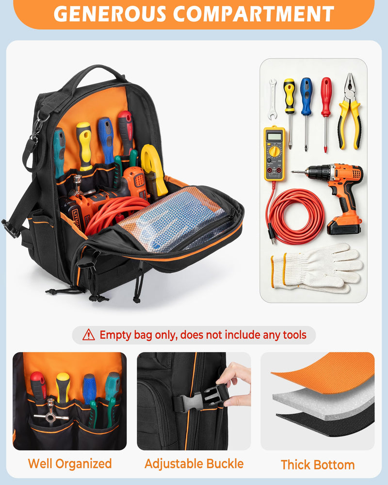 Tactical HVAC Tool Bag, Electrician Chest Tool Pouch | Wear-Resistant Fabric, Wide-Opening, Top Handle & Shoulder Strap, Small Tool Organizer for Maintenance Repair and Technicians