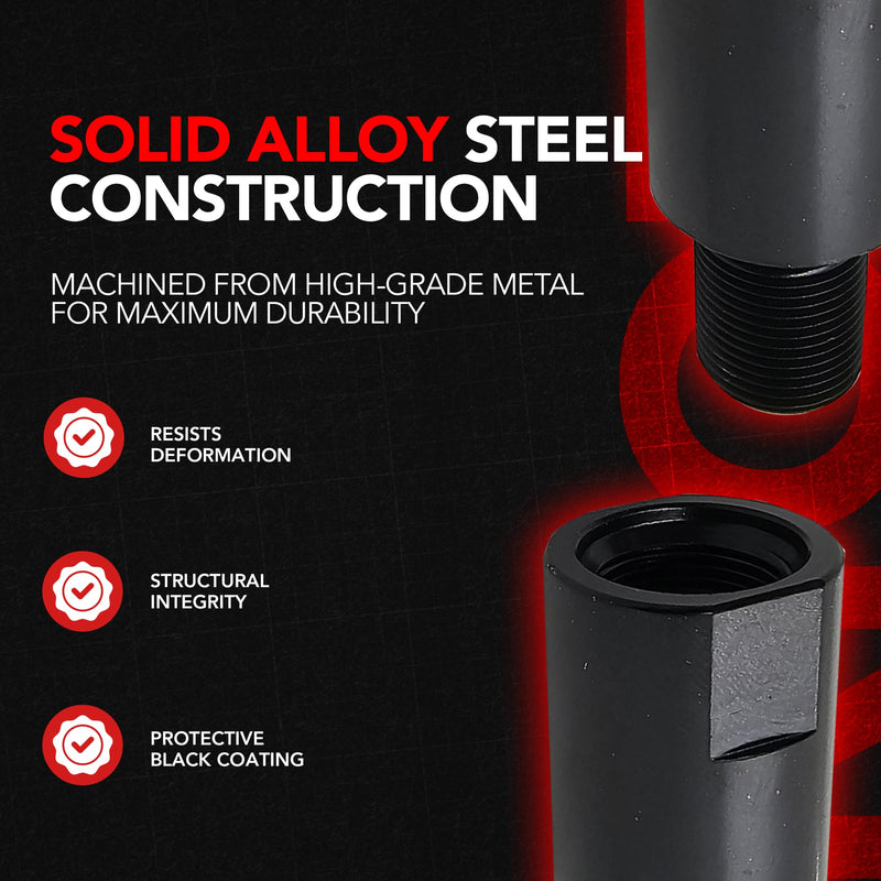 Steel Threaded Spacer Adapter, 1/2x28 Male to Female, 1.25 Inch Length, Black Oxide Finish, Precision Machined Steel Construction for Secure Fit and Proper Alignment