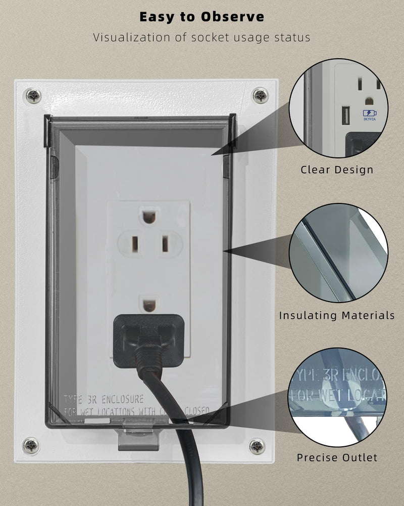 Electrical Box Replacement Cover, DBVC-1 Extra Duty Replacement for All-Weather Use, Type 3r Enclosure Cover for Wet Locations Can be adapted to DBVR1C/DBVS1C/60VC, Improve Electricity Safety (3) 3