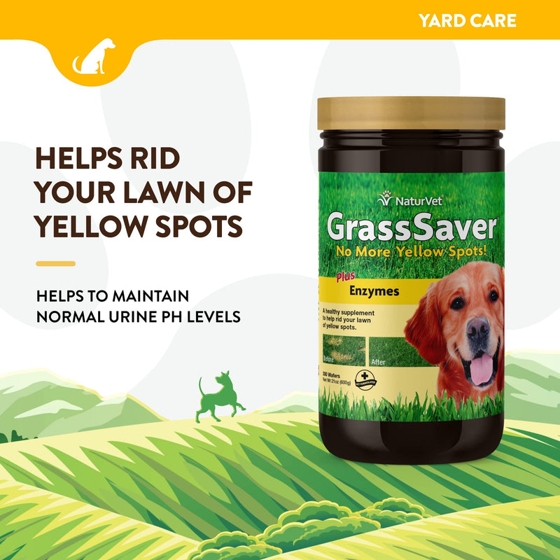 NaturVet – GrassSaver Wafers for Dogs Plus Enzymes – 300 Wafers – Healthy Supplement to Help Rid Your Lawn of Yellow Spots – Synergistic Combination of B-Complex Vitamins & Amino Acids - PawsPlanet Australia