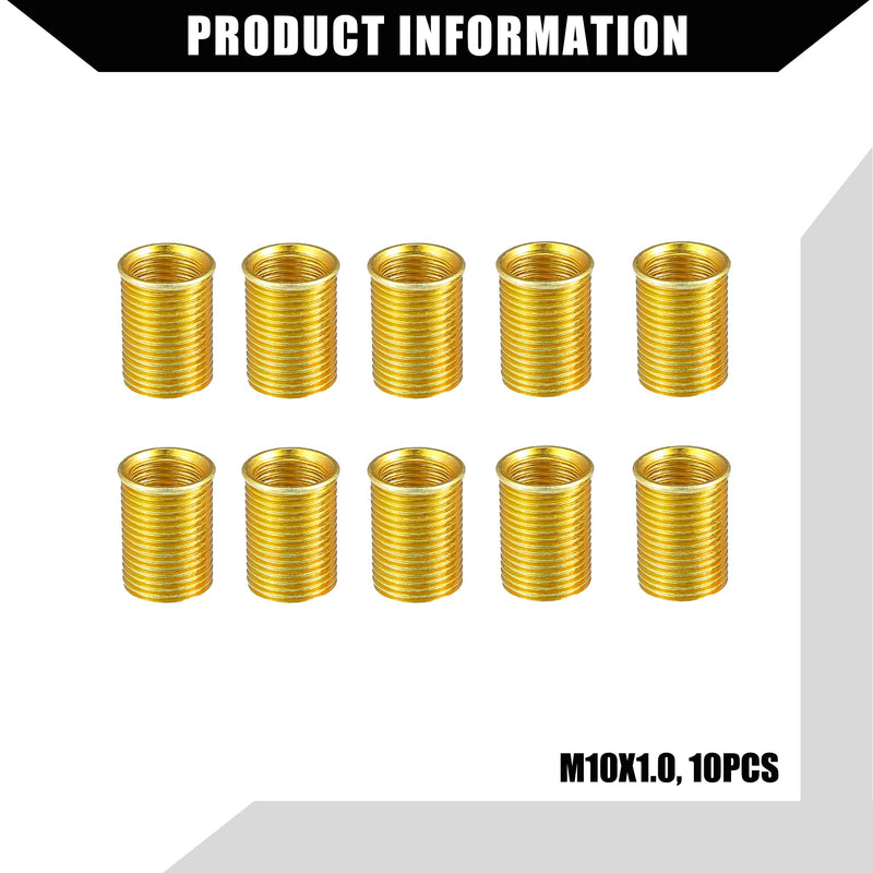 Outer/Universal Spark Plug Thread Repair Tools with M10x1.0 Inner Thread Inserts and M12x1.0 Tap/Durable/Metal / 1 Set/Gold Tone