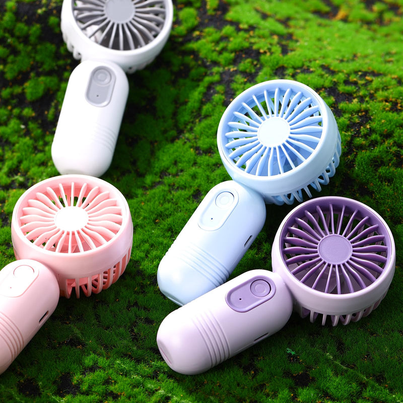 6 Pcs Mini Portable Fan Bulk Cute Handheld Lightweight Small Little Personal Hand Eyelash Fan 3 Speeds USB Rechargeable for Women Men Indoor Outdoor Makeup Travel (Blue,Pink,Purple) 6 Blue, Pink, Purple