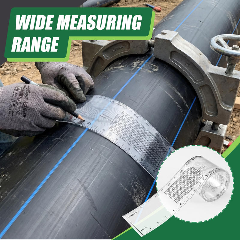 Relaxweex Flexible Pipe Measuring Tool, Pipe Wrap Around Tape Fits up to 24" Diameter Transparent Pipes Cutting Guide and Pipes Measuring Tool with Storage Box for Plumbers and Trades 24 Inch