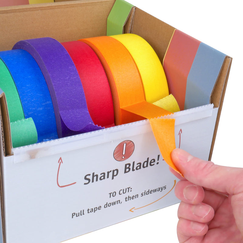 Masking Tape Dispenser with Rolls – Multi-Roll Classroom Craft Tape Station 6 Rolls with Dispenser