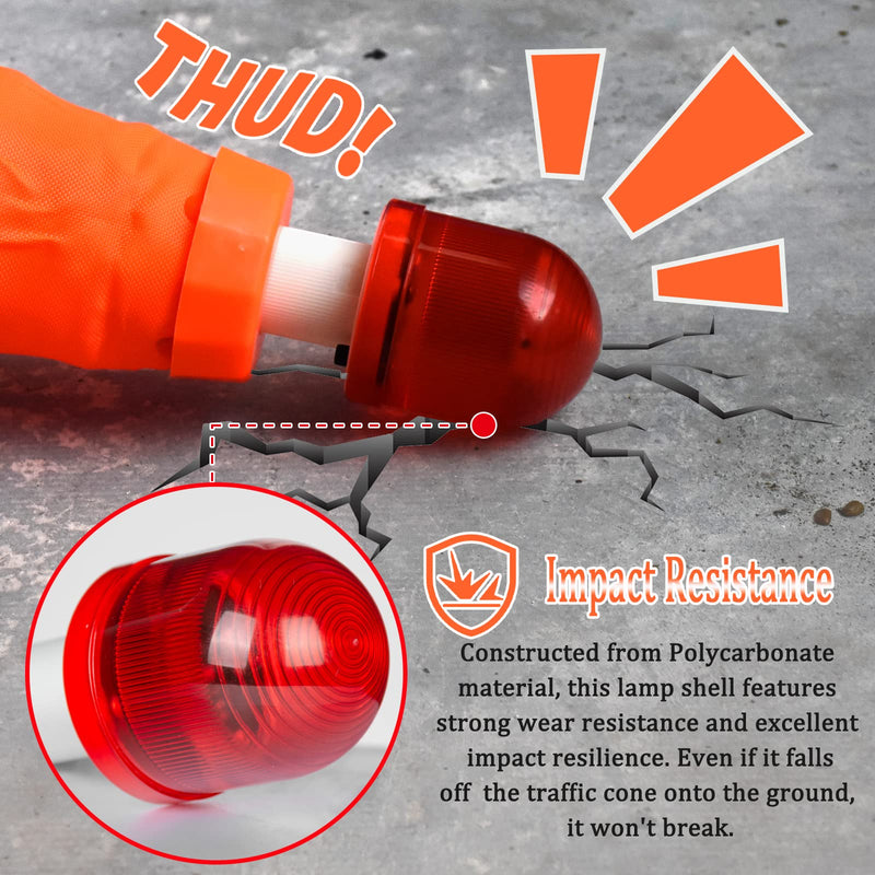 4-Pack LED Traffic Cone Lights - Emergency Flashing Warning Light for Collapsible Cones, 360-Degree LED Barricade Lights for Traffic Safety and Emergencies