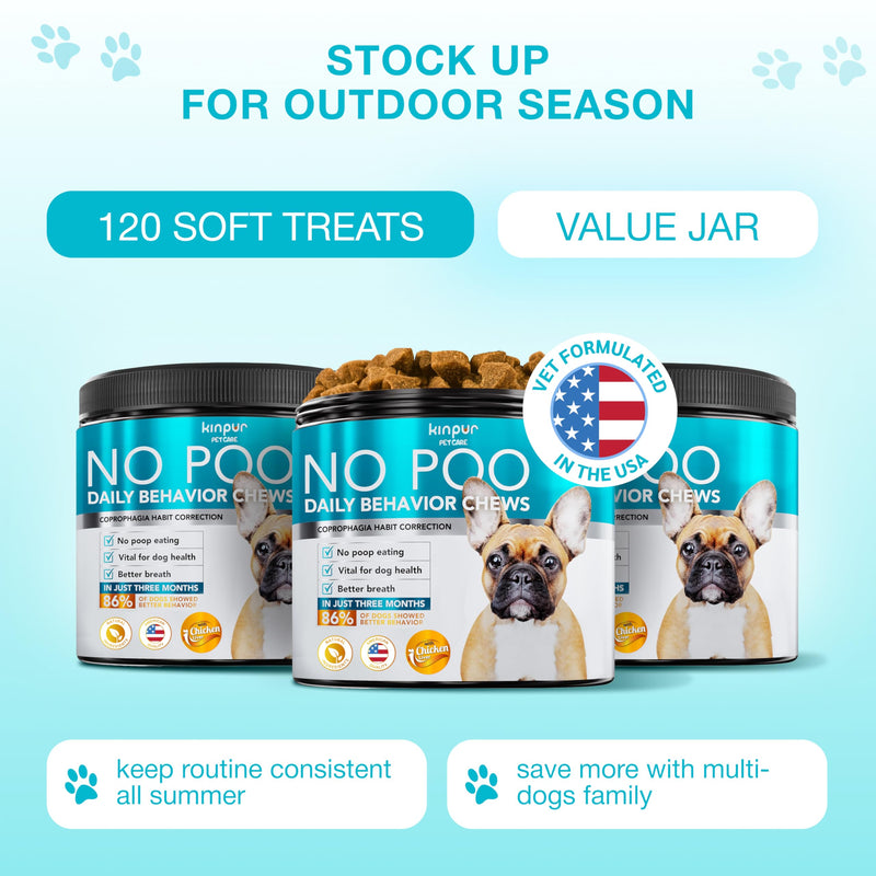 No Poo Chews for Dogs – Stool Eating Deterrent for Dogs with Probiotics & Digestive Enzymes – Coprophagia Deterrent for Dogs, Dog Gut Health Probiotics & Freshen Breath Support – 120 Bites Blue