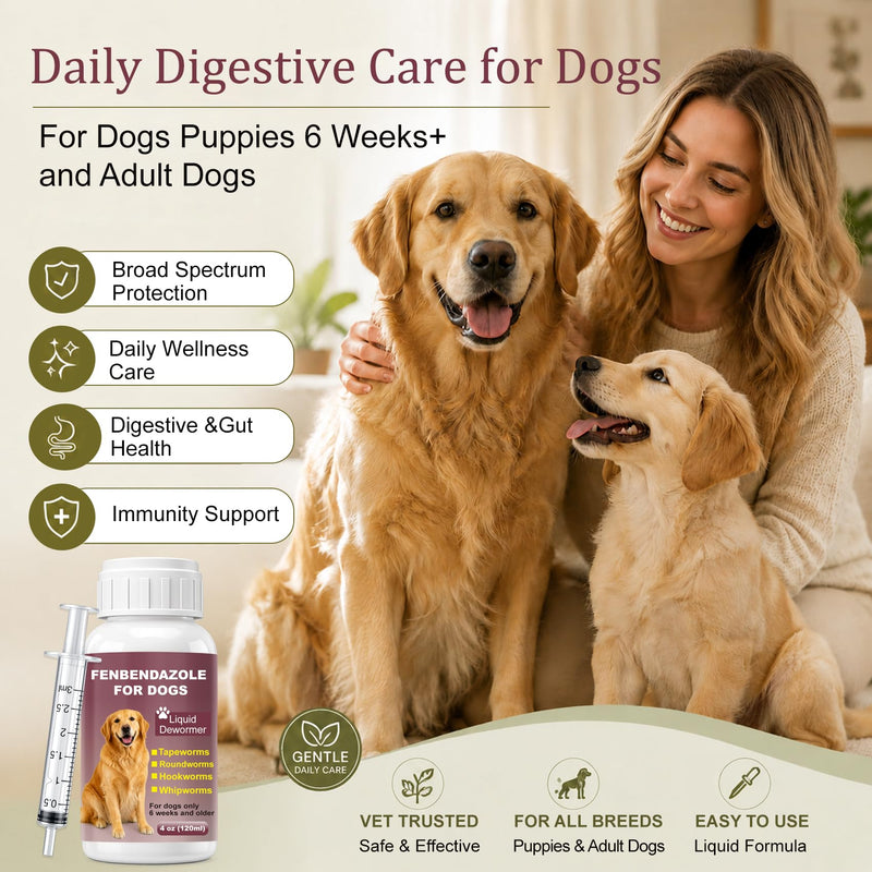 Dewormer for Dogs Fenbendazole Dog Dewormer for Tapeworms, Roundworms, Hookworms and Whipworms