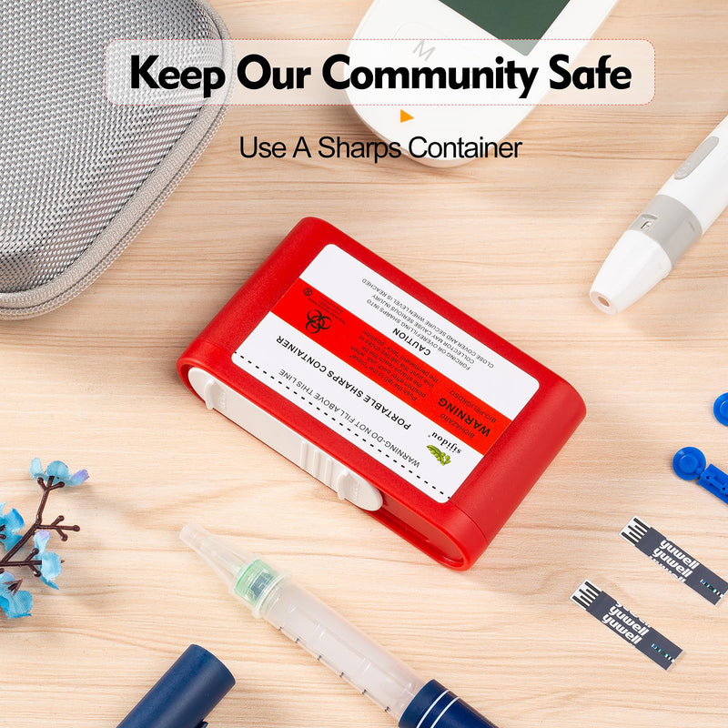 3 Pack Portable Sharps Container for Travel and Home Use,Pocket Travel Sharps Disposal Container,Specially Designed for Diabetic Needles and Test Strips Compact Size for Travel and Daily Personal Use 3