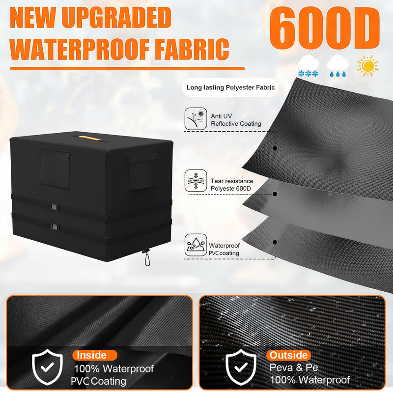 Engine Driven Welder Cover, Heavy Duty 600D Waterproof Welder Cover for Engine-Driven Welder 230/265/325/225, 63"D x 28"W x37"H Black