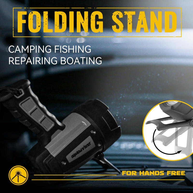 Durapower Rechargeable Spotlight, IP68 Waterproof Super Bright Handheld Spotlight, High Lumen LED Portable Spot Flashlight for Marine Boat Hunting Camping