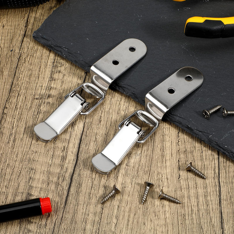 4 Pack 90 Degree Tool Box Hood Locks Latches, Stainless Steel Spring Loaded Toggle Latch Tool Box Hasps Catch Clamp Clip Lock with 16 Screws for Cabinet Door Barn